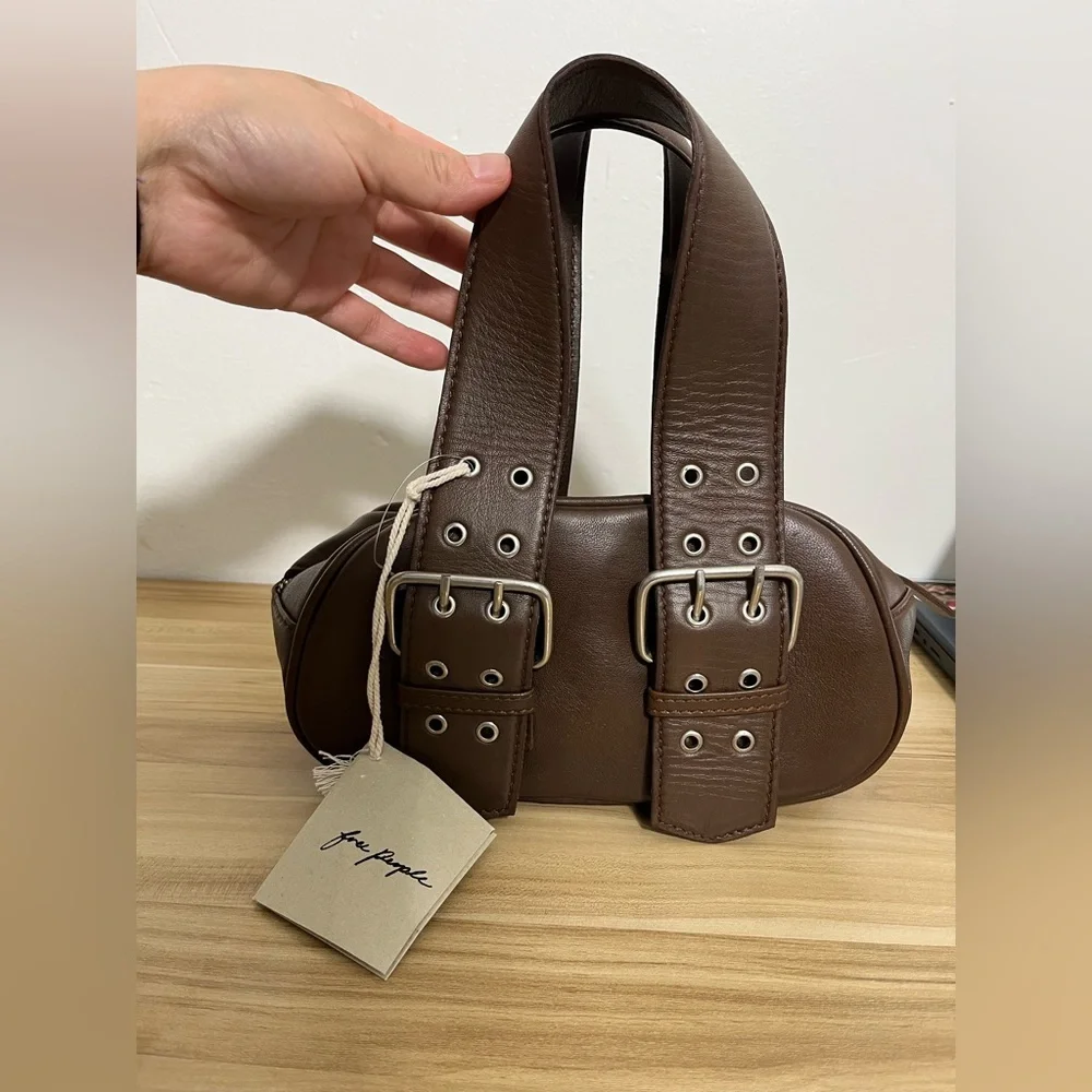 Free People | Say Yes | Leather Brown Mini Bag | New Without Tags | Size Small